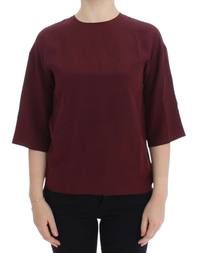 Chemisier en soie rouge à manches 3/4 Dolce &amp; Gabbana