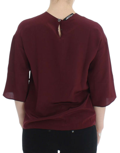 Chemisier en soie rouge à manches 3/4 Dolce &amp; Gabbana