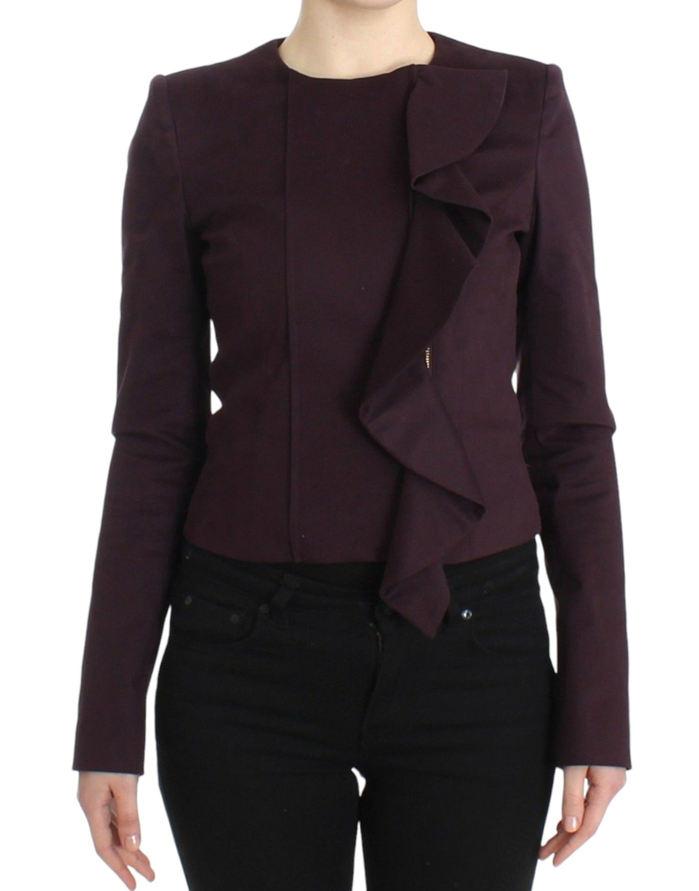 GF Ferre Veste Manteau Blazer Court Violet à Froncé