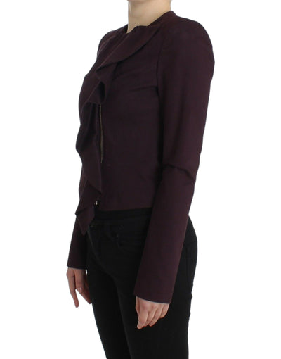 GF Ferre Veste Manteau Blazer Court Violet à Froncé