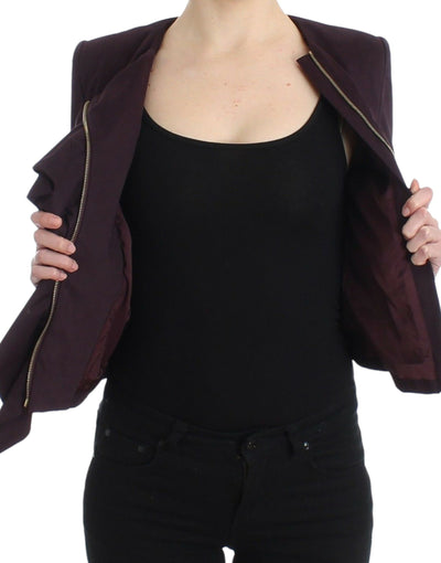 GF Ferre Veste Manteau Blazer Court Violet à Froncé