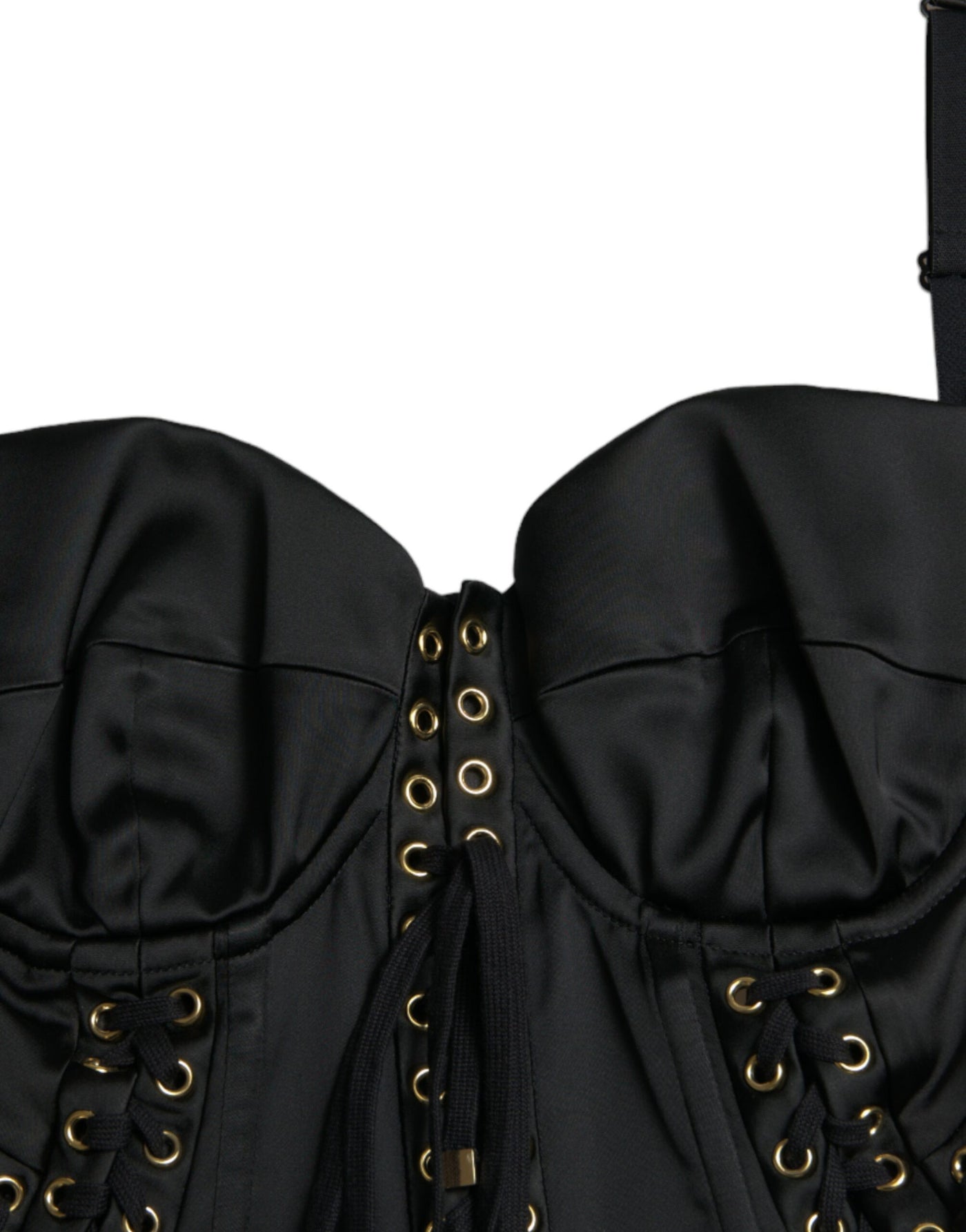 Robe mi-longue moulante en dentelle noire style bustier Dolce &amp; Gabbana