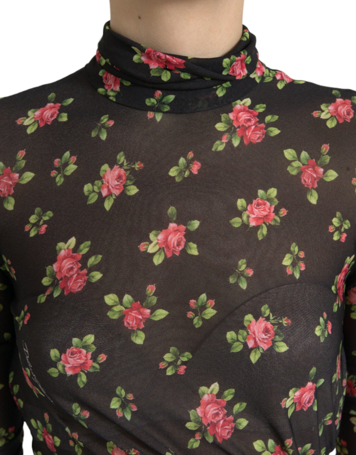 Robe longue fourreau noire à fleurs découpées Dolce &amp; Gabbana