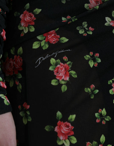 Robe longue fourreau noire à fleurs découpées Dolce &amp; Gabbana