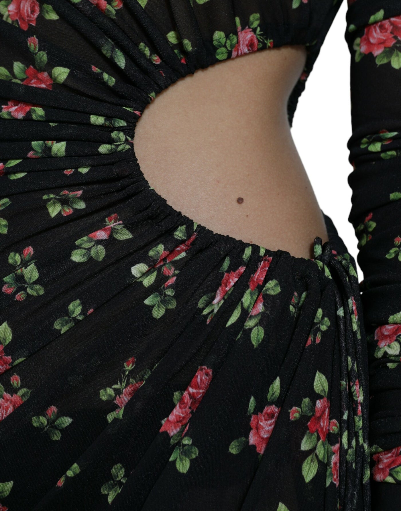 Robe longue fourreau noire à fleurs découpées Dolce &amp; Gabbana