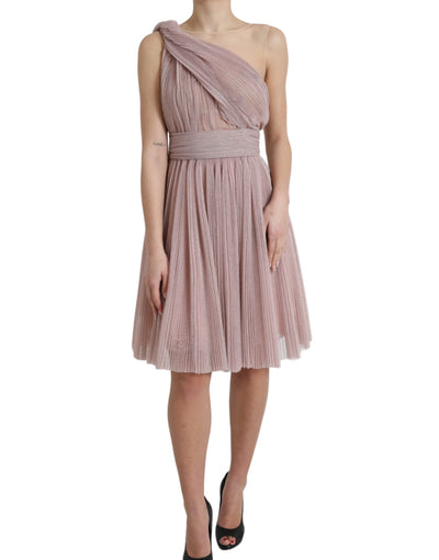 Robe en tulle plissé rose à une épaule Dolce &amp; Gabbana