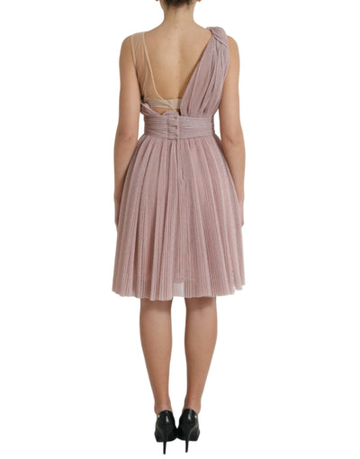 Robe en tulle plissé rose à une épaule Dolce &amp; Gabbana