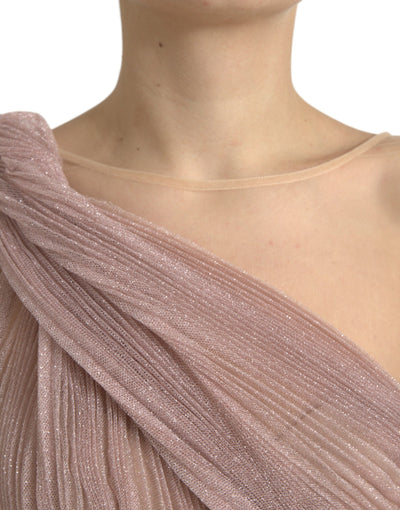 Robe en tulle plissé rose à une épaule Dolce &amp; Gabbana