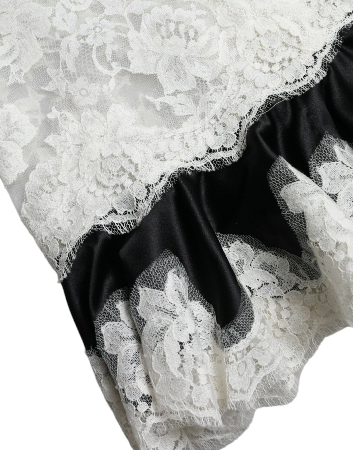Robe trapèze transparente sans manches en dentelle noire et blanche Dolce &amp; Gabbana