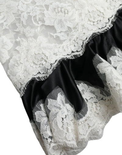 Robe trapèze transparente sans manches en dentelle noire et blanche Dolce &amp; Gabbana
