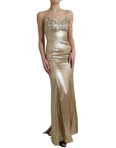 Robe longue Dolce &amp; Gabbana ornée de cristaux dorés métallisés