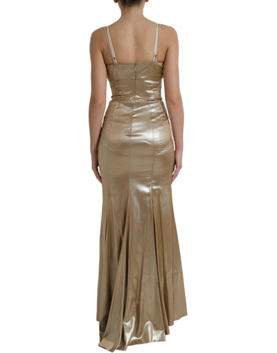 Robe longue Dolce &amp; Gabbana ornée de cristaux dorés métallisés