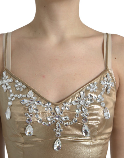 Robe longue Dolce &amp; Gabbana ornée de cristaux dorés métallisés