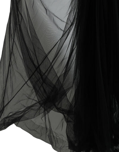 Robe longue noire à paillettes et manches superposées en maille Dolce &amp; Gabbana
