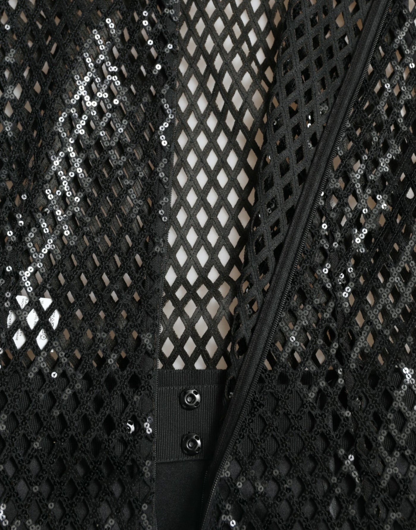 Robe longue noire à paillettes et manches superposées en maille Dolce &amp; Gabbana