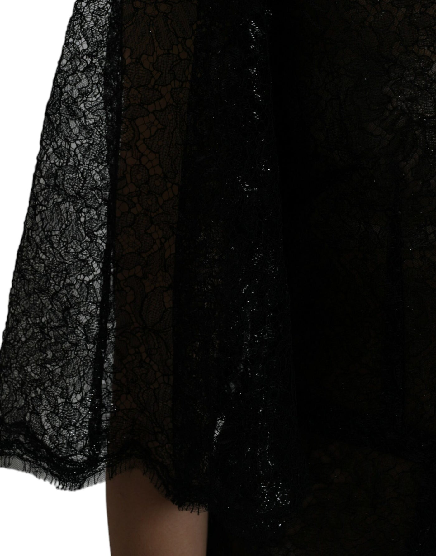 Robe mi-longue trapèze transparente en dentelle florale noire Dolce &amp; Gabbana