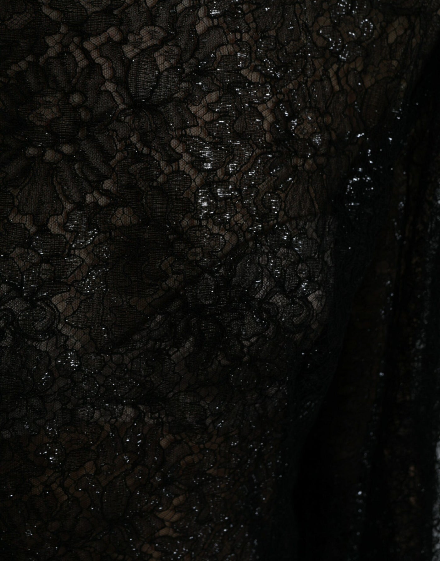 Robe mi-longue trapèze transparente en dentelle florale noire Dolce &amp; Gabbana