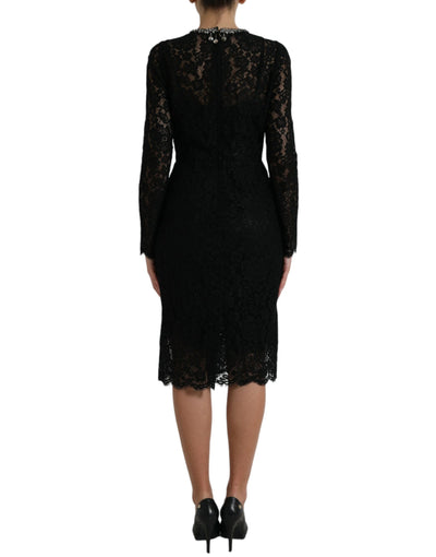 Robe fourreau en dentelle noire ornée de cristaux Dolce &amp; Gabbana