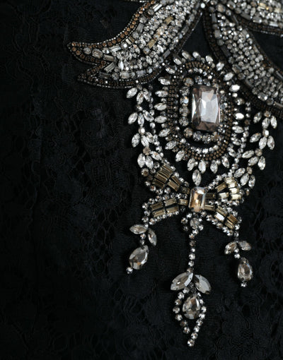 Robe fourreau en dentelle noire ornée de cristaux Dolce &amp; Gabbana