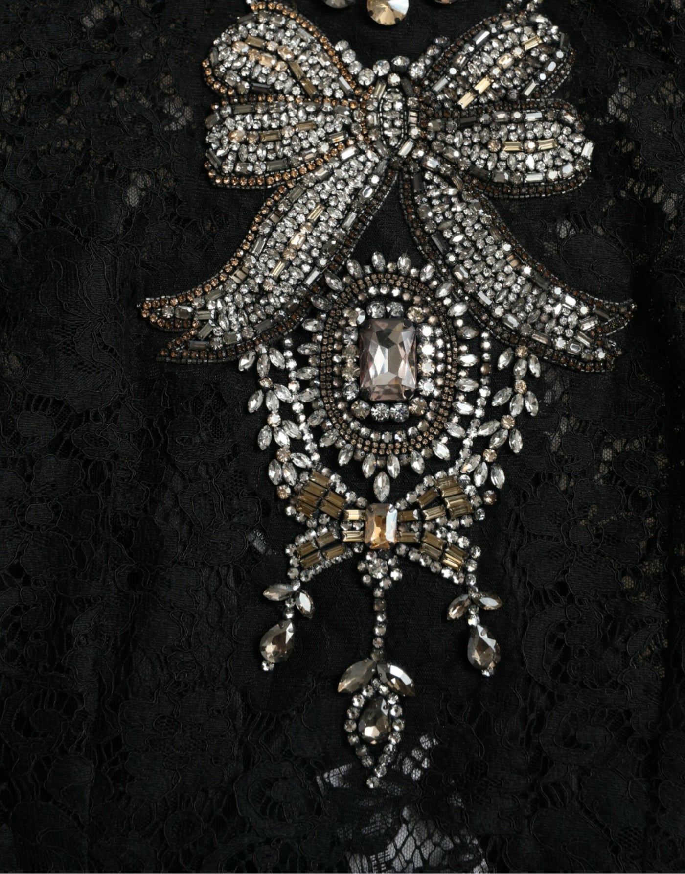 Robe fourreau en dentelle noire ornée de cristaux Dolce &amp; Gabbana