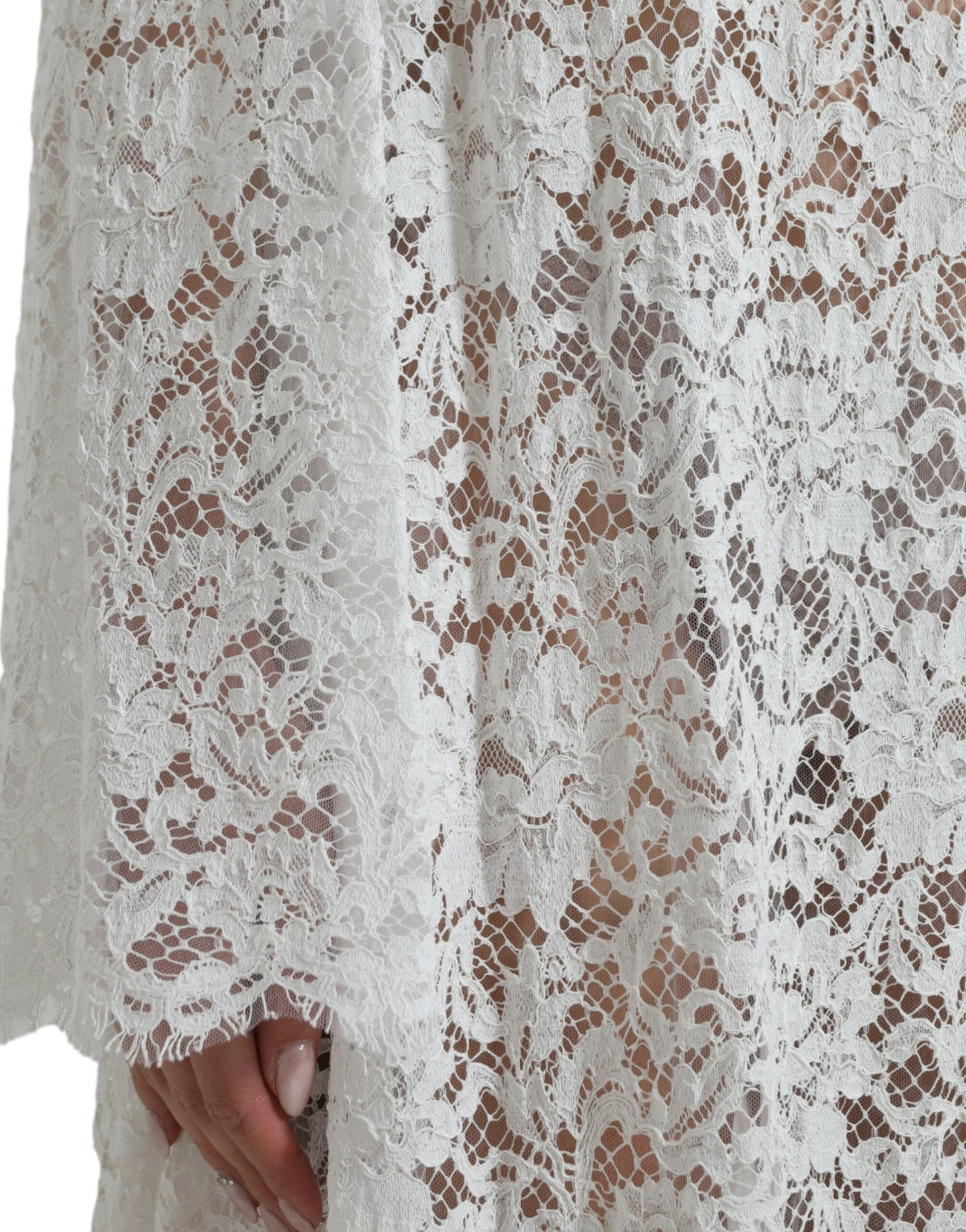 Robe droite en dentelle blanche ornée de cristaux Dolce &amp; Gabbana
