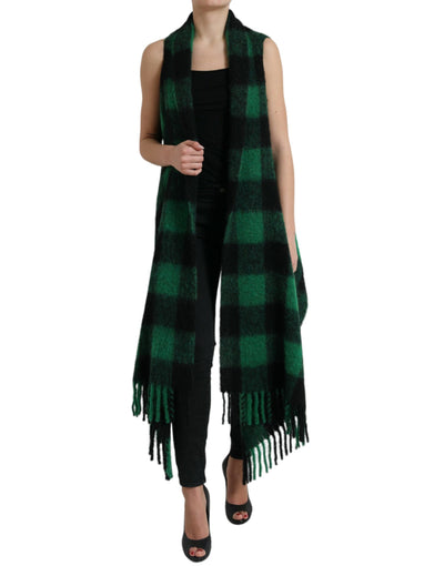Dolce &amp; Gabbana Manteau poncho à carreaux de buffle noir et vert