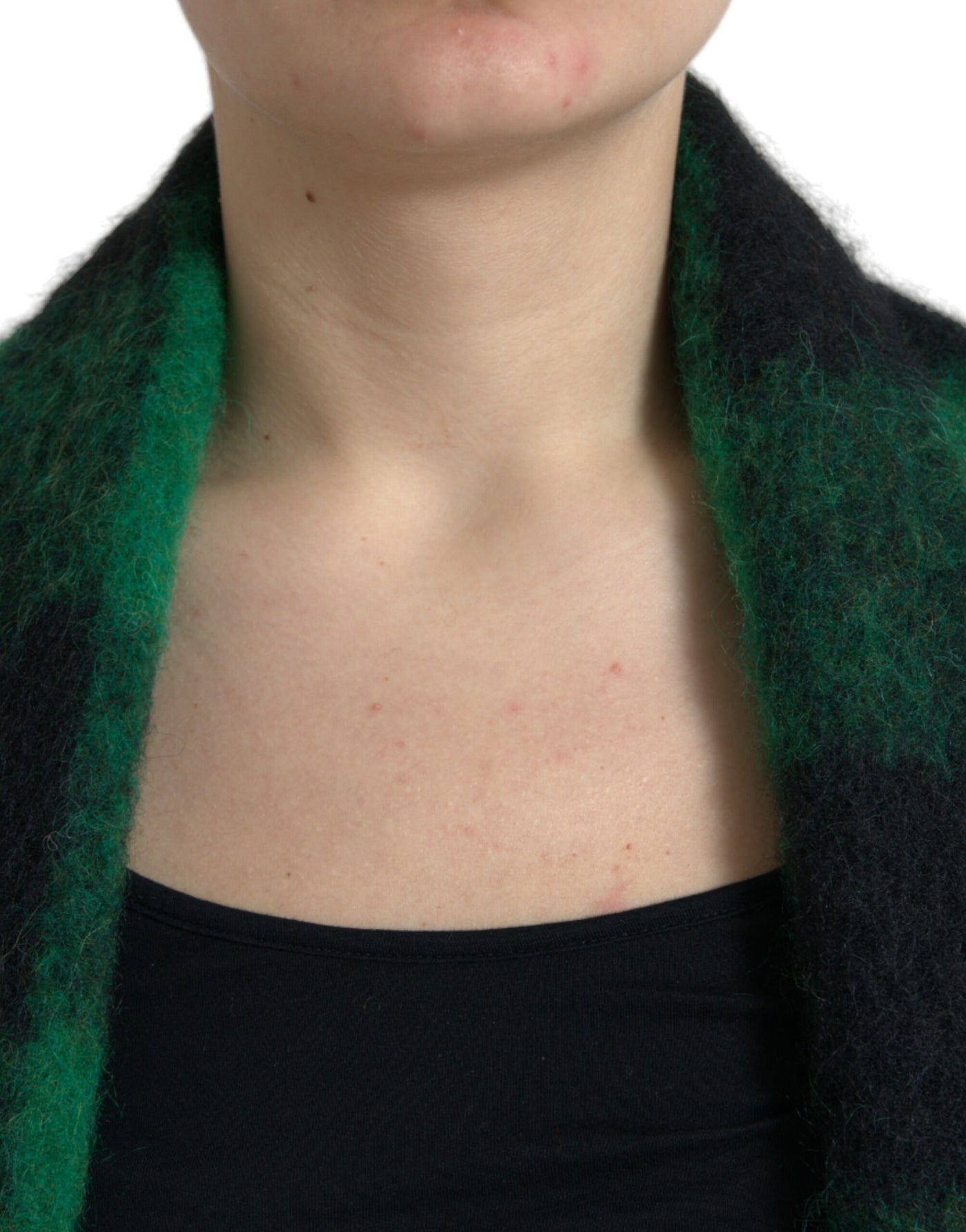 Dolce &amp; Gabbana Manteau poncho à carreaux de buffle noir et vert