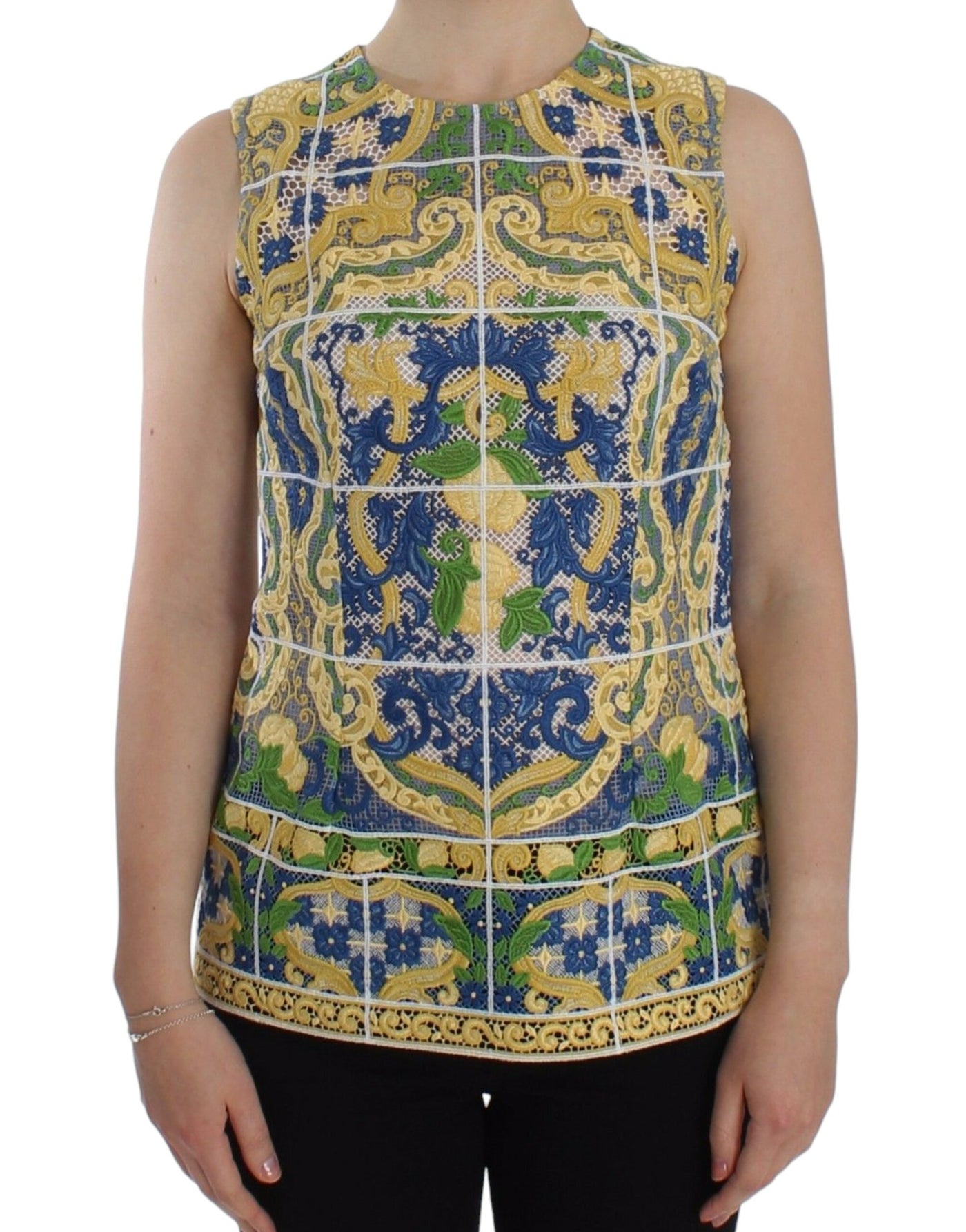 Dolce &amp; Gabbana veelkleurige majolica geborduurde trui