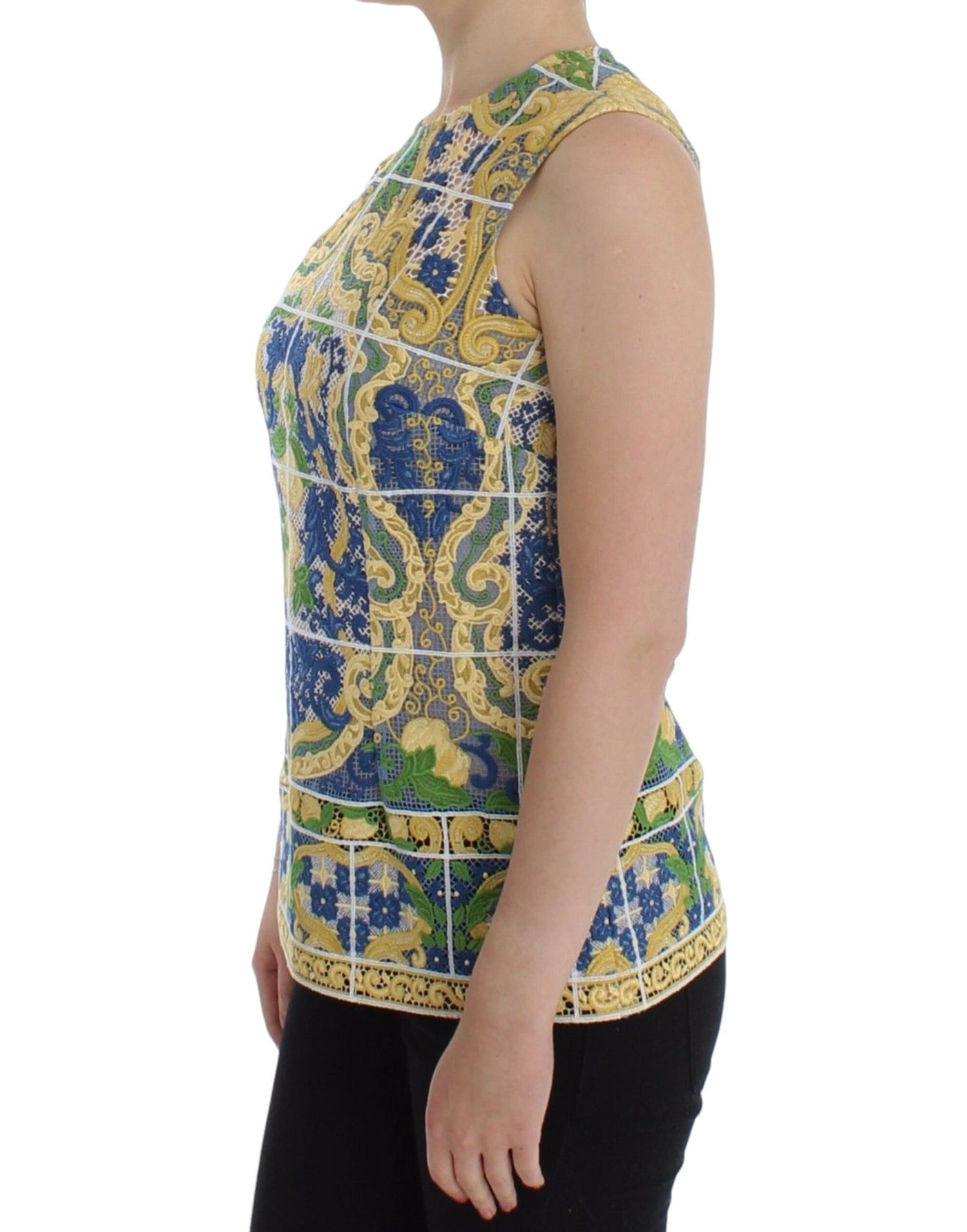 Dolce &amp; Gabbana veelkleurige majolica geborduurde trui