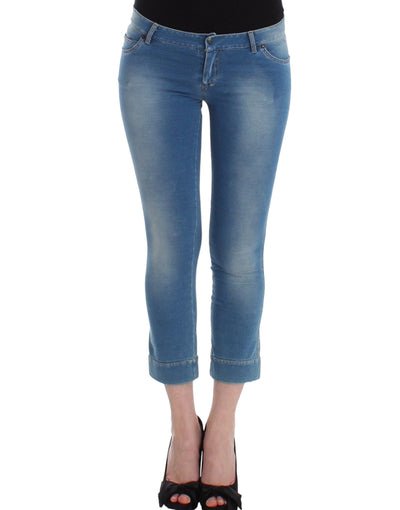 Pantalon Capri court en jean bleu Ermanno Scervino Beachwear