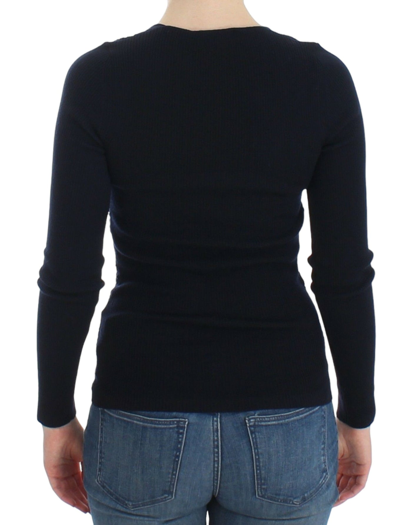 Ermanno Scervino Blauwe Gebreide Wollen Stretch Trui Top