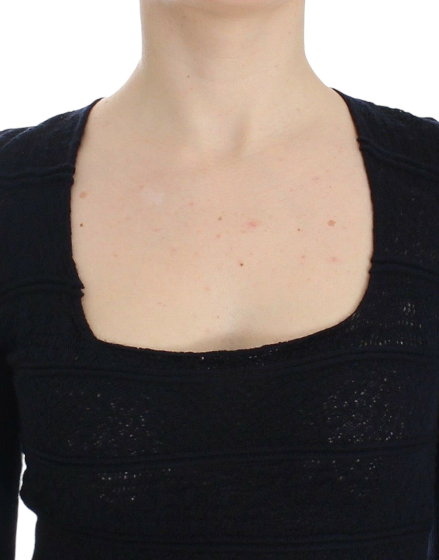 Ermanno Scervino Blauwe Gebreide Wollen Stretch Trui Top