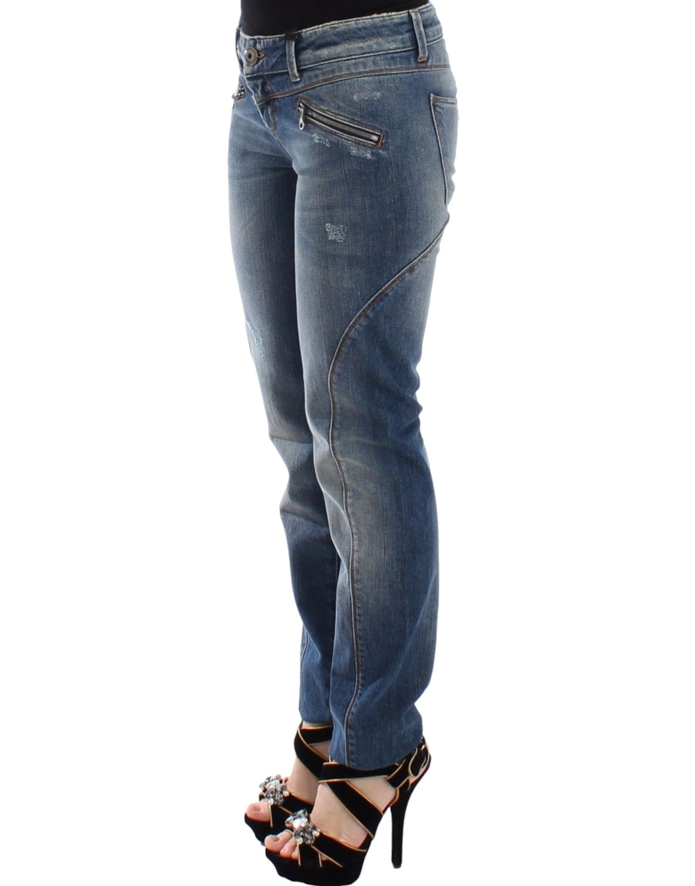 Jean slim bleu Ermanno Scervino, pantalon en denim droit extensible