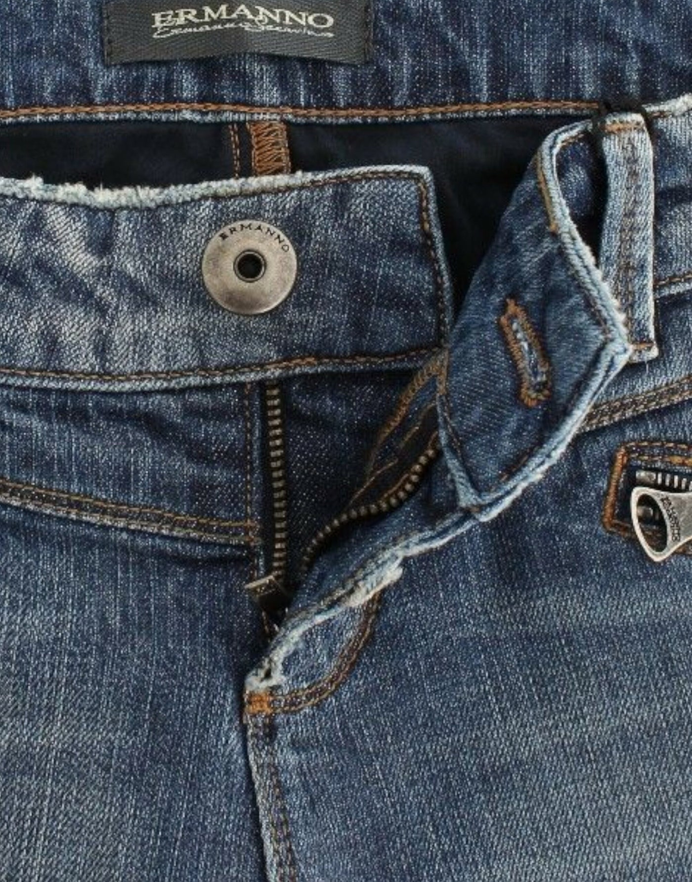 Jean slim bleu Ermanno Scervino, pantalon en denim droit extensible
