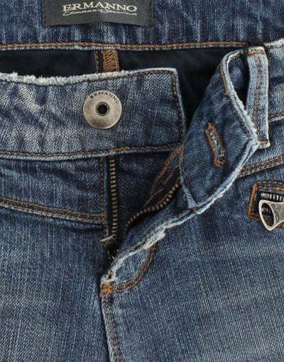 Jean slim bleu Ermanno Scervino, pantalon en denim droit extensible