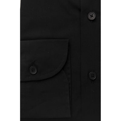 Bagutta Black Cotton Men's Shirt Slim Fit With French Collar
