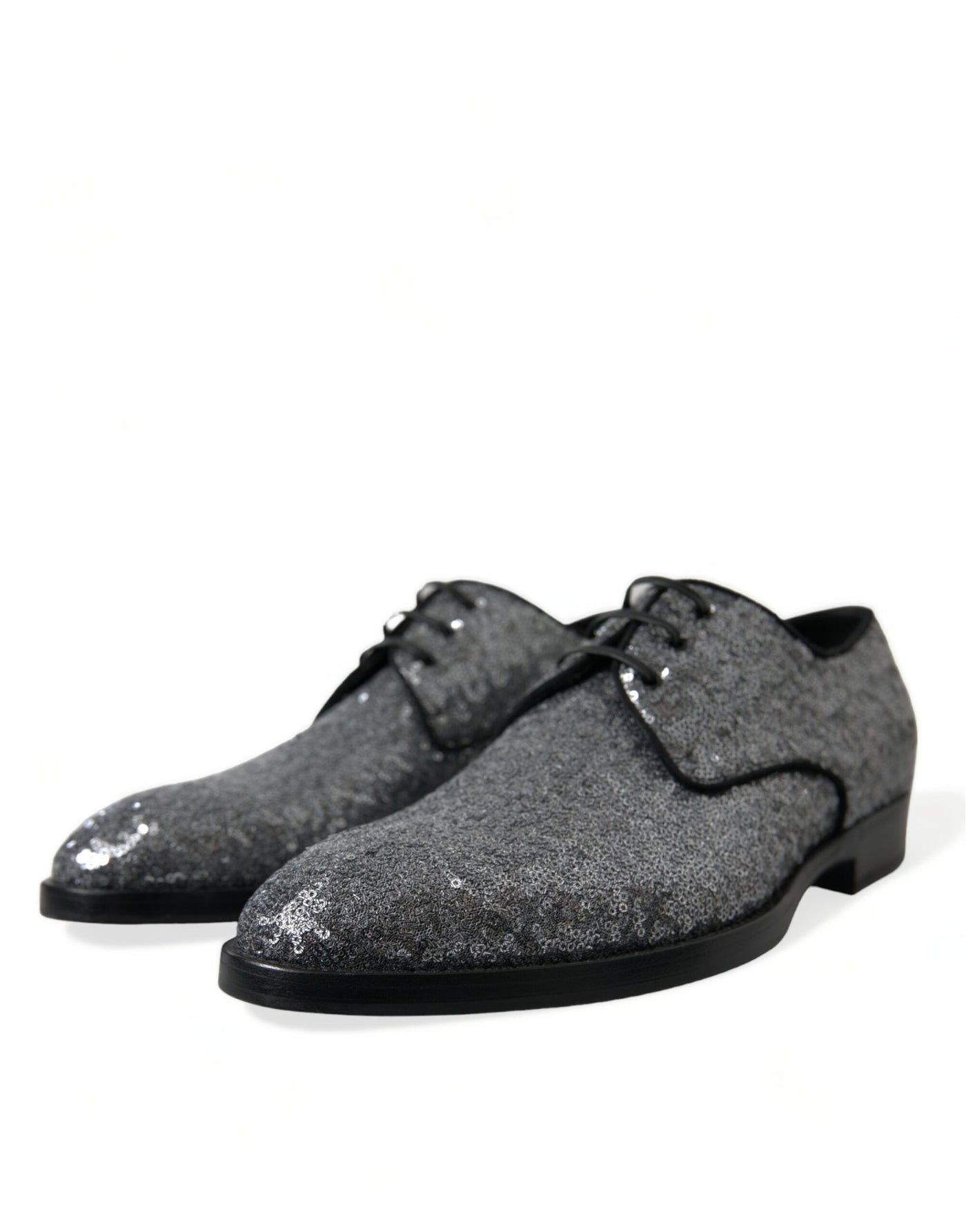 Dolce &amp; Gabbana Zilveren veterschoenen voor heren met pailletten