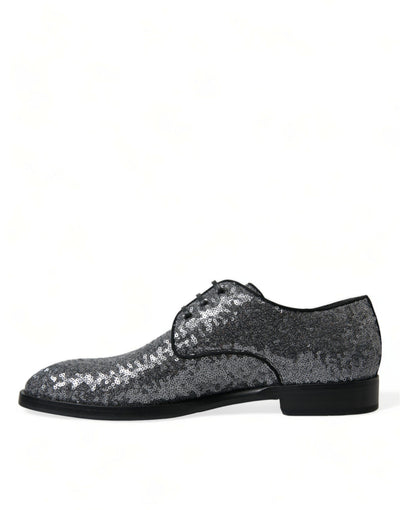 Dolce &amp; Gabbana Zilveren veterschoenen voor heren met pailletten