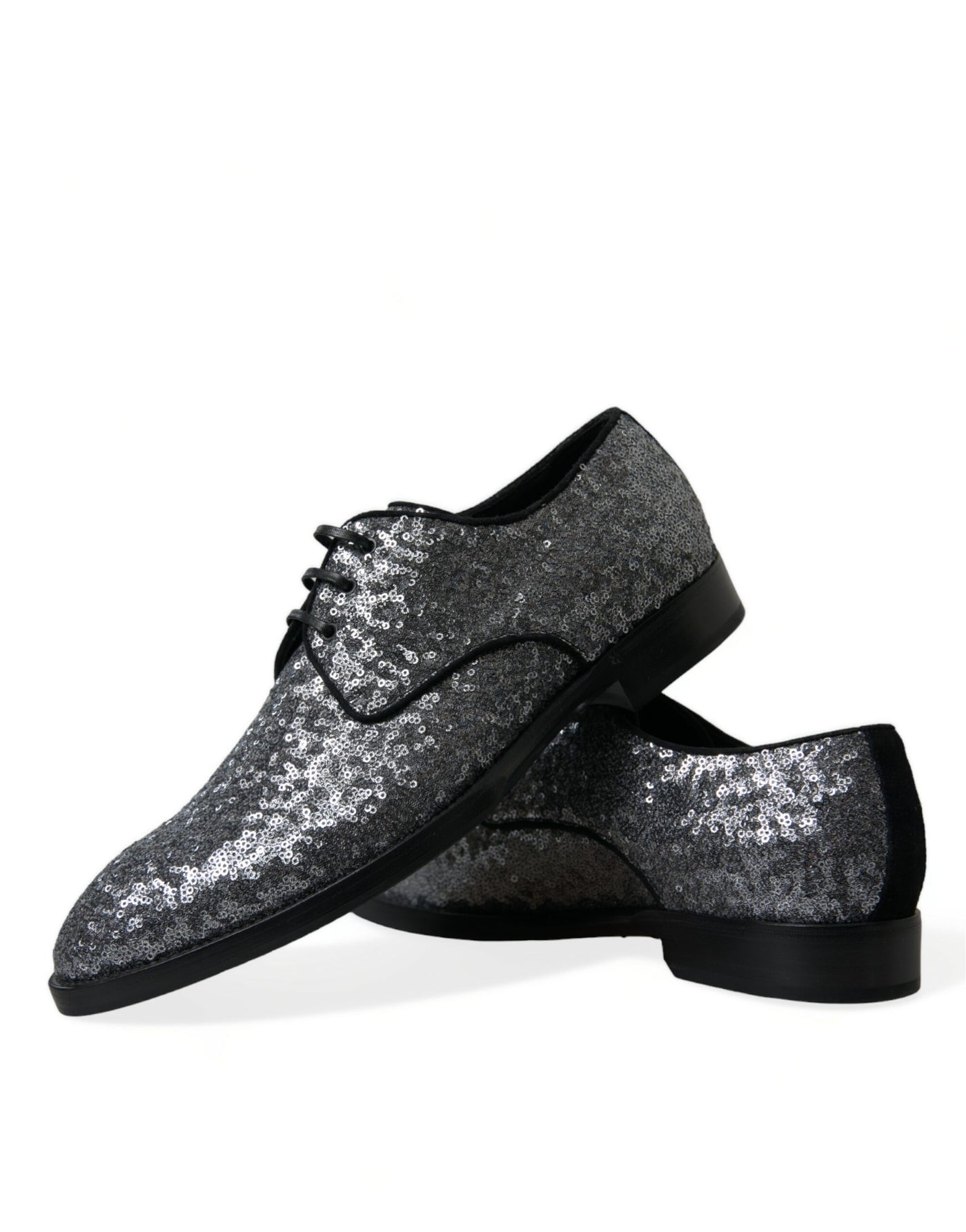 Dolce &amp; Gabbana Zilveren veterschoenen voor heren met pailletten