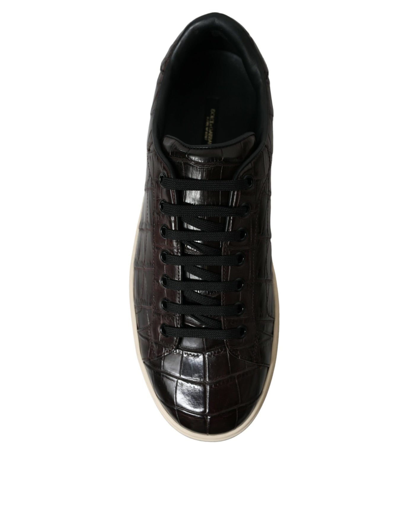 Dolce &amp; Gabbana Bruine Croc Exotische Leren Heren Casual Sneakers Schoenen
