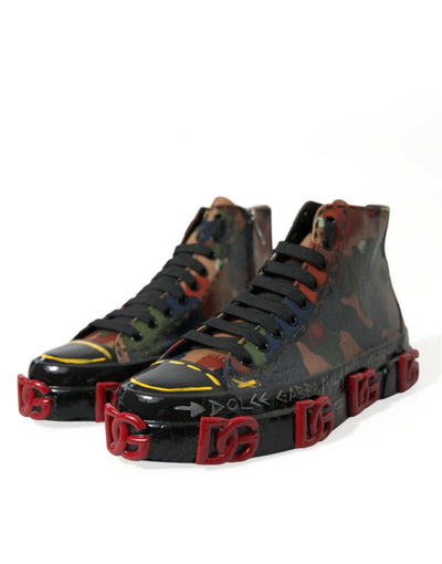 Dolce &amp; Gabbana Multicolor Camouflage High Top Heren Sneakers Schoenen