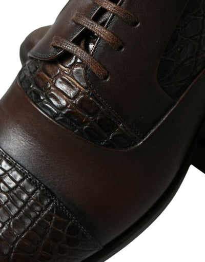 Dolce &amp; Gabbana Bruine Exotische Leren Veterschoenen Oxford
