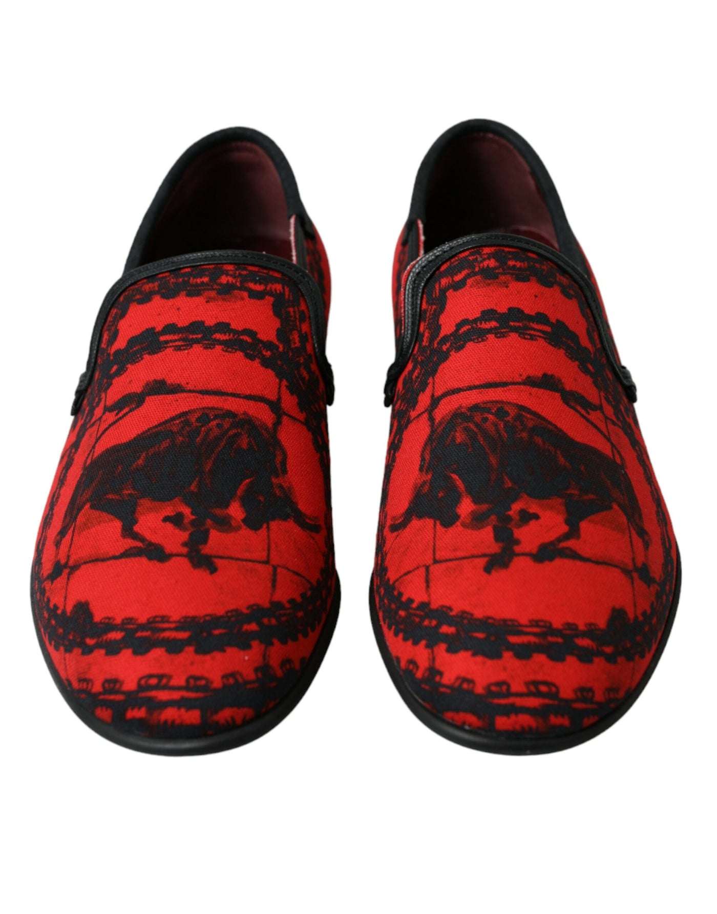 Dolce &amp; Gabbana Rode Zwarte Torero Loafers Pantoffels Herenschoenen