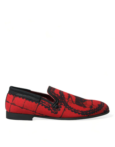 Dolce &amp; Gabbana Rode Zwarte Torero Loafers Pantoffels Herenschoenen