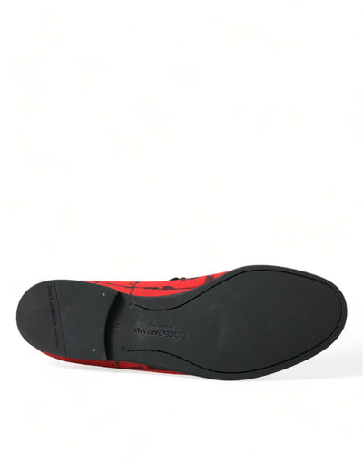 Dolce &amp; Gabbana Rode Zwarte Torero Loafers Pantoffels Herenschoenen