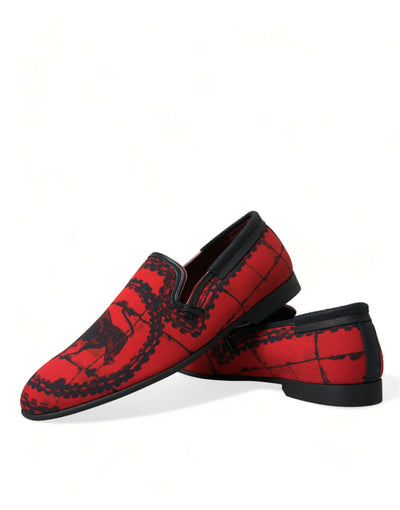 Dolce &amp; Gabbana Rode Zwarte Torero Loafers Pantoffels Herenschoenen
