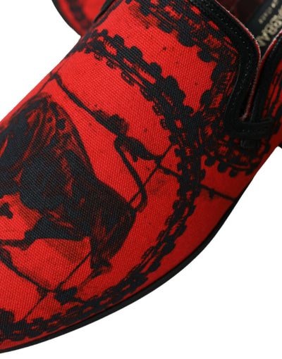 Dolce &amp; Gabbana Rode Zwarte Torero Loafers Pantoffels Herenschoenen