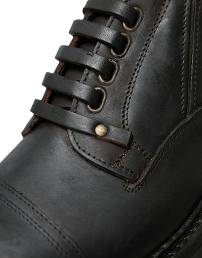 Dolce &amp; Gabbana Bruine Leren Veterschoenen voor Heren