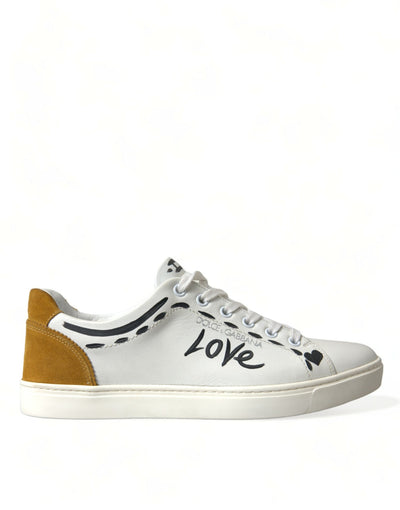 Dolce &amp; Gabbana Witte Leren LOVE Milano Heren Sneakers Schoenen