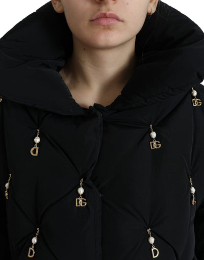 Dolce &amp; Gabbana Zwart Versierd Gewatteerd Shell Bomberjack